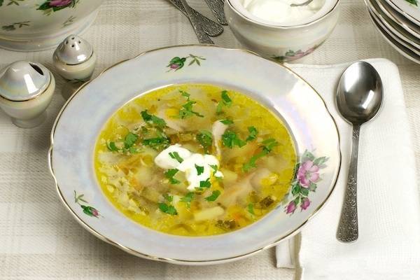 Рассольник с гречкой постный