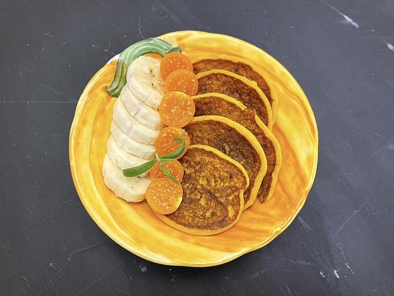 Тыквенные оладьи с кукурузной мукой