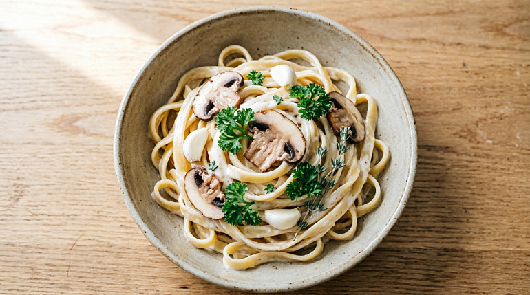 Кремовая паста с грибами и чесноком