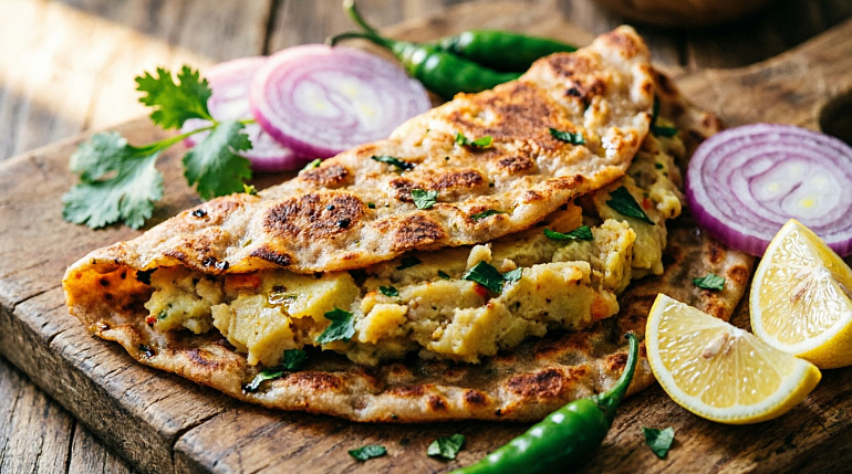 Пряные индийские бездрожжевые лепёшки Масала Паратха