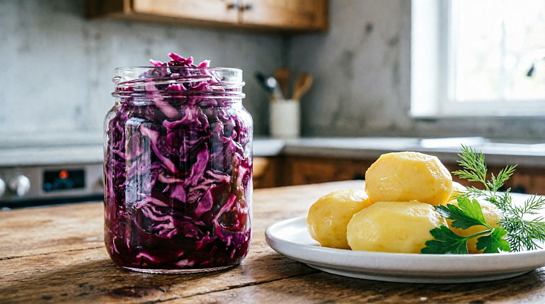Домашняя маринованная краснокочанная капуста